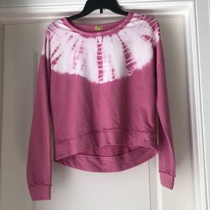 Women’s Cropped Pink & White Tie Die Shirt